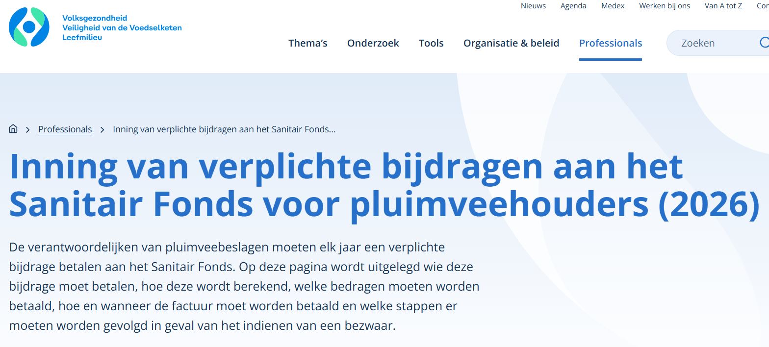 (+) Inning bijdrage Sanitair Fonds pluimvee gaat eind juni van start